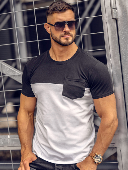 Men's Basic T-shirt with pocket Black-White Bolf 8T91A