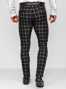 Men's Cotton Checkered Chinos Black Bolf 0046