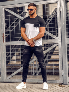 Men's Basic T-shirt with pocket Black-White Bolf 8T91A