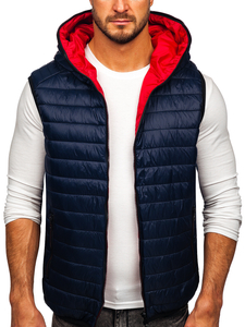 Men's Quilted Hooded Gilet Navy Blue Bolf 7106