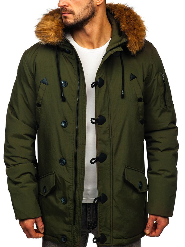 Men's Winter Parka Jacket Green Bolf 1888