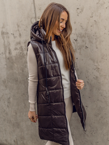 Women's Longline Quilted Gilet Brown Bolf 82019