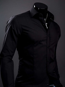Men’s Elegant Long Sleeve Shirt Black Bolf 1703A