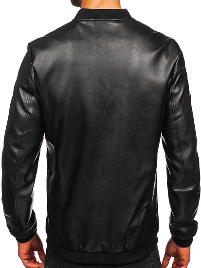 Men's Leather Bomber Jacket Black Bolf 11Z8106