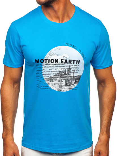 Men's Cotton Printed T-shirt Blue Bolf MPO3466