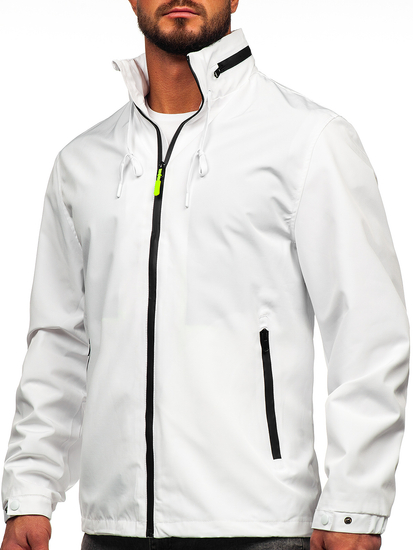 Men's Lightweight Jacket with hidden Hood White Bolf 5M3105