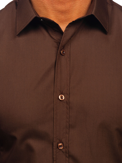 Men’s Elegant Long Sleeve Shirt Brown Bolf 1703