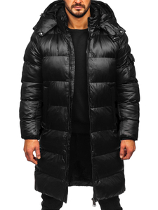 Men’s Longline Quilted Winter Jacket Black Bolf 9971