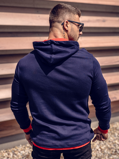 Men's Hoodie Navy Blue-Red Bolf 145380