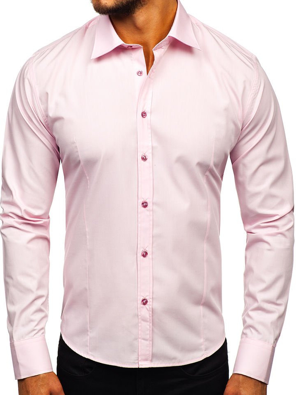 Men’s Elegant Long Sleeve Shirt Pink Bolf 1703
