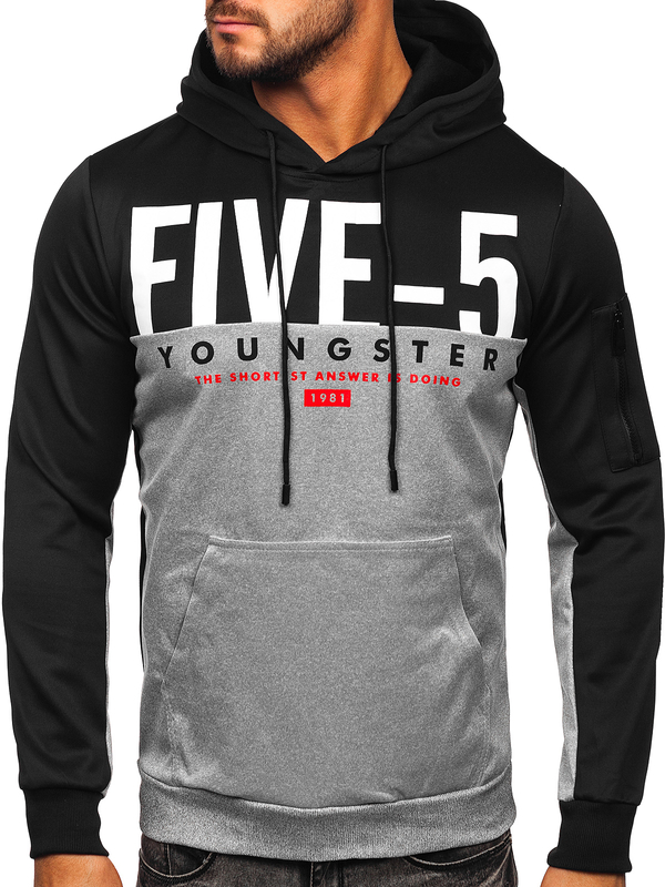 Men's Printed Hoodie Grey Bolf HY972
