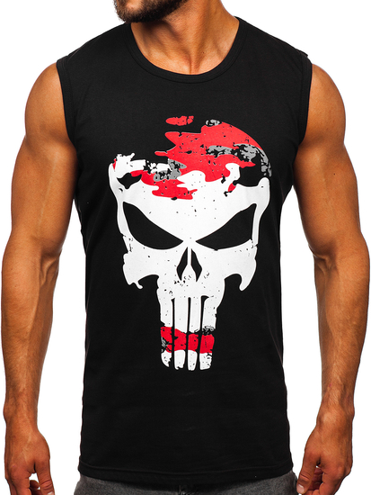 Men's Printed Tank Top Black-Red Bolf 14822