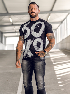 Men's Printed T-shirt Black Bolf 0303A