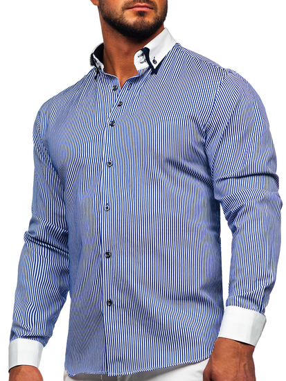 Men's Elegant Long Sleeve Shirt Blue Bolf 0909