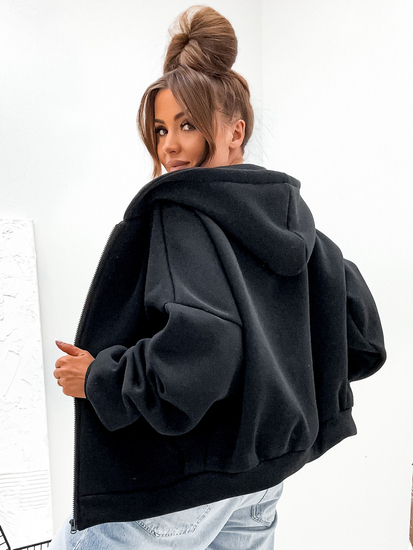 Women's Warm Butterfly Hoodie Black Bolf 821112