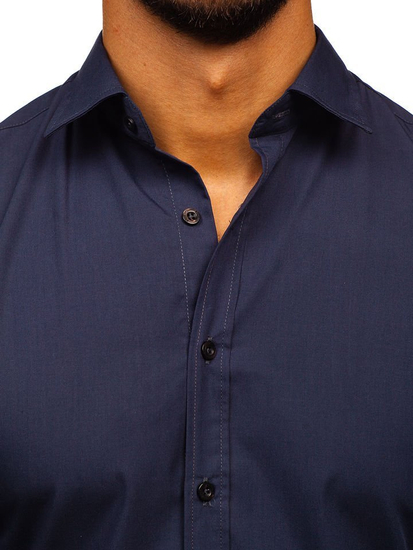 Men’s Elegant Long Sleeve Shirt Navy blue Bolf 1703