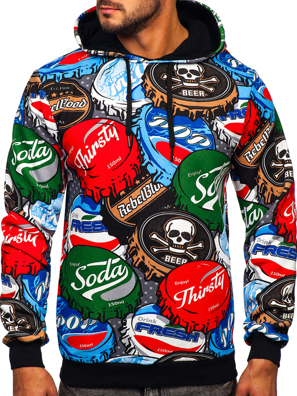 Men's Printed Hoodie Multicolor Bolf 141031