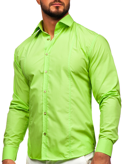 Men’s Elegant Long Sleeve Shirt Celadon Bolf 6944