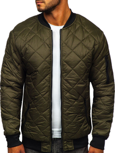 Men's Quilted Lightweight Bomber Jacket Khaki Bolf MY-01