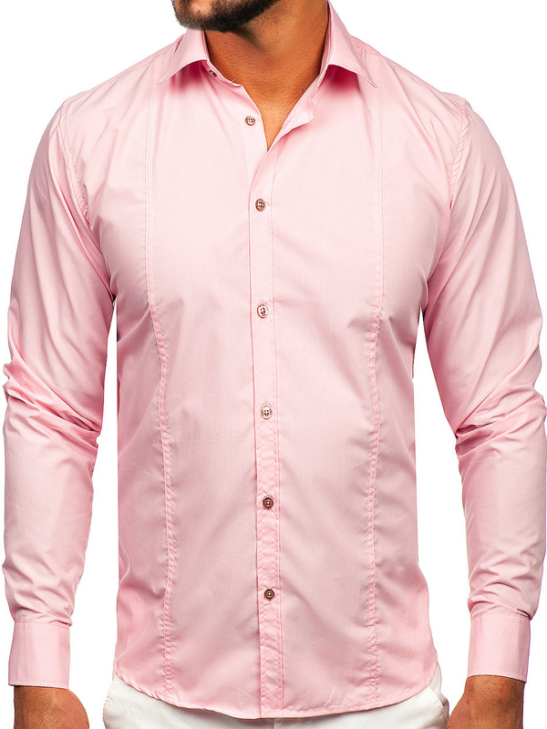 Men’s Elegant Long Sleeve Shirt Pink Bolf 6944
