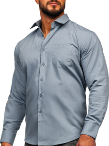 Men's Elegant Long Sleeve Shirt Anthracite Bolf M14