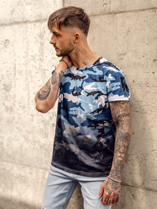 Men's Camo Printed T-shirt Sky Blue Bolf S808A1