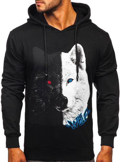 Men's Printed Hoodie Black Bolf 6144