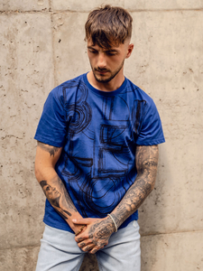 Men's Printed T-shirt Blue Bolf KS2525TA