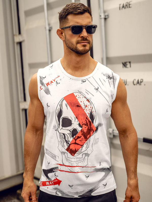 Men’s Printed Tank Top White Bolf 14814A
