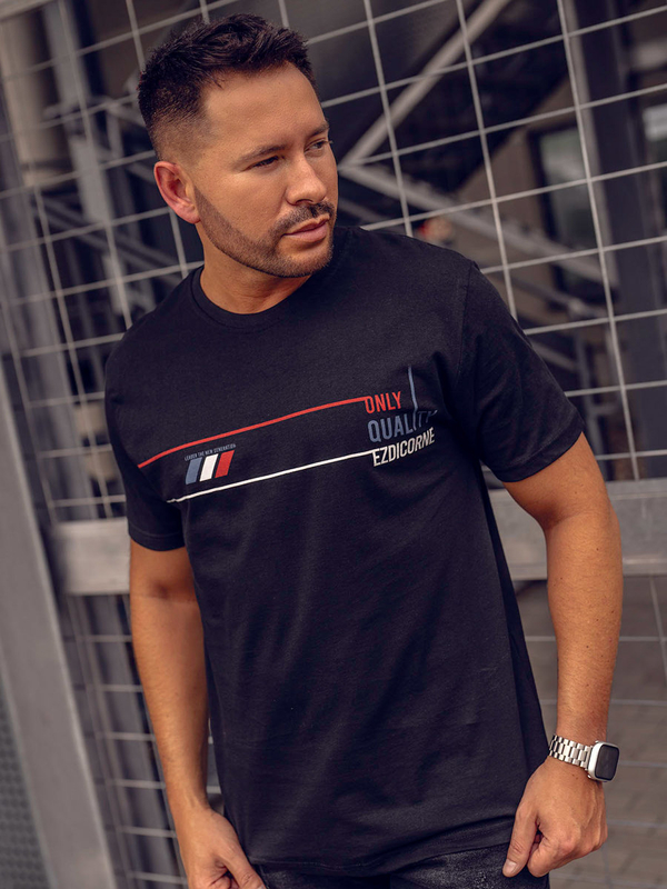 Men's Cotton Printed T-shirt Black Bolf 14772A