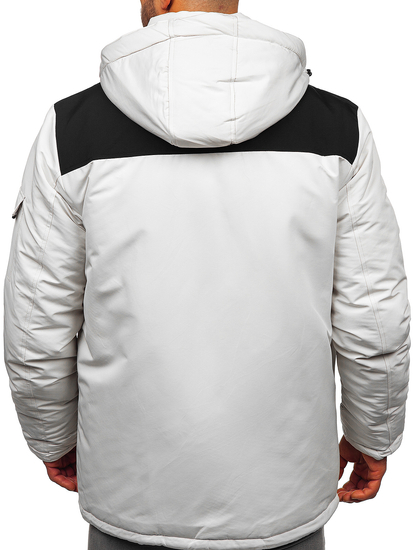 Men's Winter Jacket with hood Light Beige Bolf 22M322