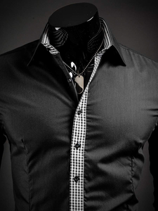 Men’s Elegant Long Sleeve Shirt Black Bolf 0939A
