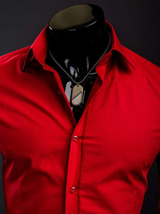 Men’s Elegant Long Sleeve Shirt Red Bolf 1703A