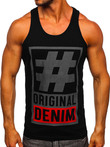 Men's Printed Boxer Tank Top Black-Graphite Bolf 14834