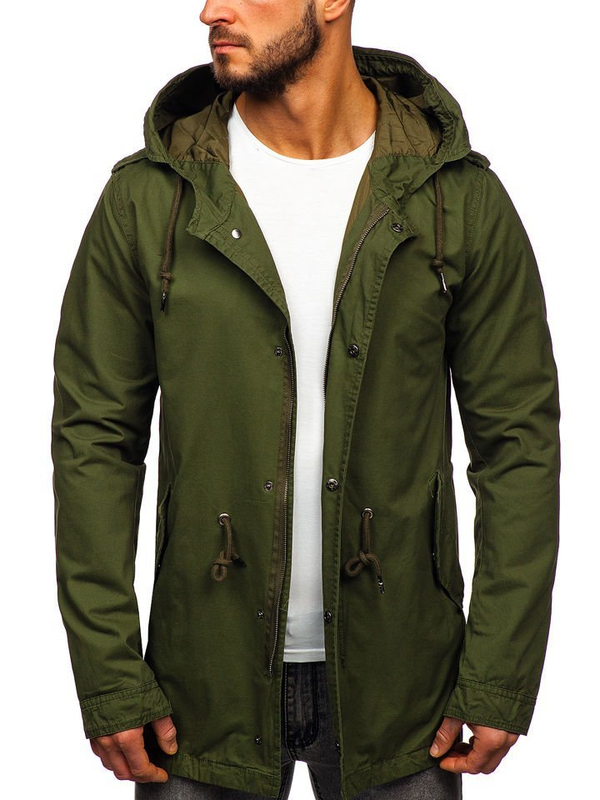 Men's Transitional Parka Jacket Green Bolf 5391