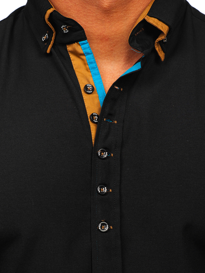 Men's Elegant Long Sleeve Shirt Black Bolf 3708-1