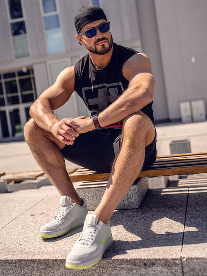 Men's Printed Tank Top Black-Graphite Bolf 19802A