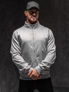 Men's Zip Stand Up Sweatshirt Grey Bolf B002