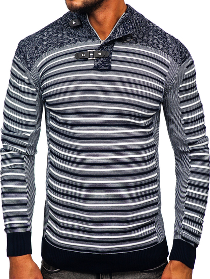 Men's Stand Up Sweater Navy Blue Bolf 1028