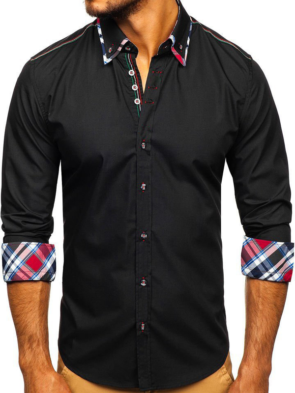 Men's Elegant Long Sleeve Shirt Black Bolf 3701