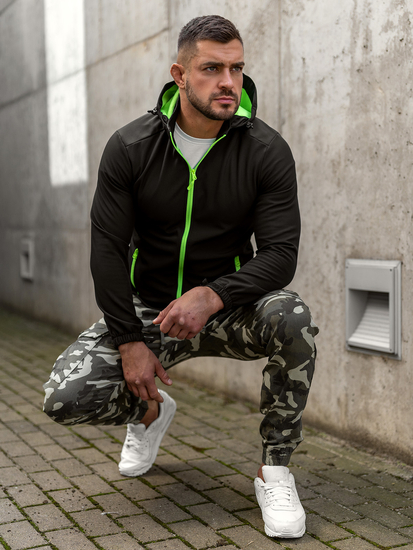 Men's Lightweight Softshell Jacket Black-Green Bolf HH017