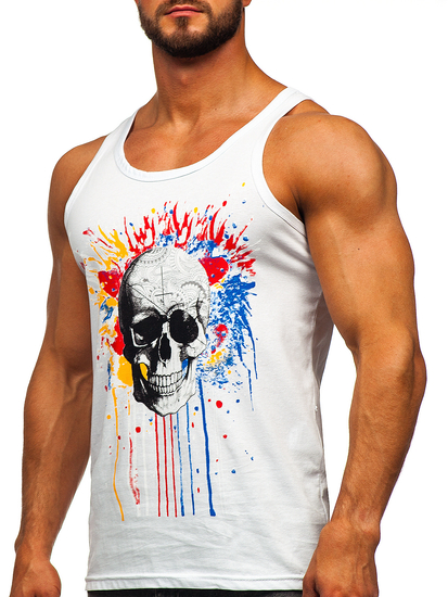 Men's Printed Boxer Tank Top White Bolf 14839