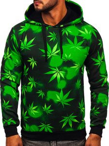Men's Printed Hoodie Black-Green Bolf 141006