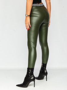 Women's Faux Leather Leggings Khaki Bolf MY16572