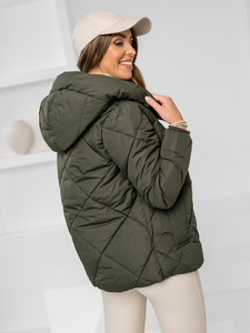 Women's Quilted Winter Jacket with hood Khaki Bolf 5M3175