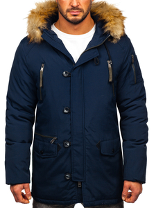 Men's Winter Parka Jacket Navy Blue Bolf 1795