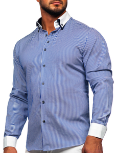 Men's Elegant Long Sleeve Shirt Blue Bolf 0909
