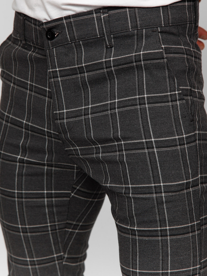 Men’s Elegant Checkered Pants Graphite Bolf 184168