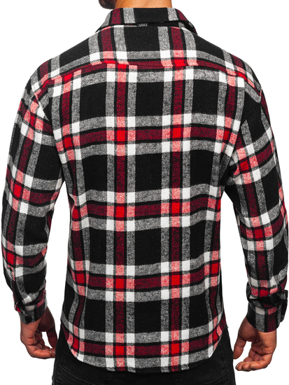 Men’s Checkered Long Sleeve Flannel Shirt Red Bolf 2025-3