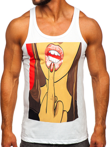 Men's Printed Boxer Tank Top White Bolf 143026